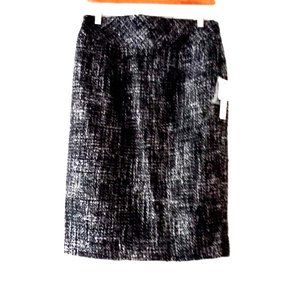 ADRIENNE VITTADINI BLACK GRAY TWEED WOVEN PENCIL SKIRT NWT 6